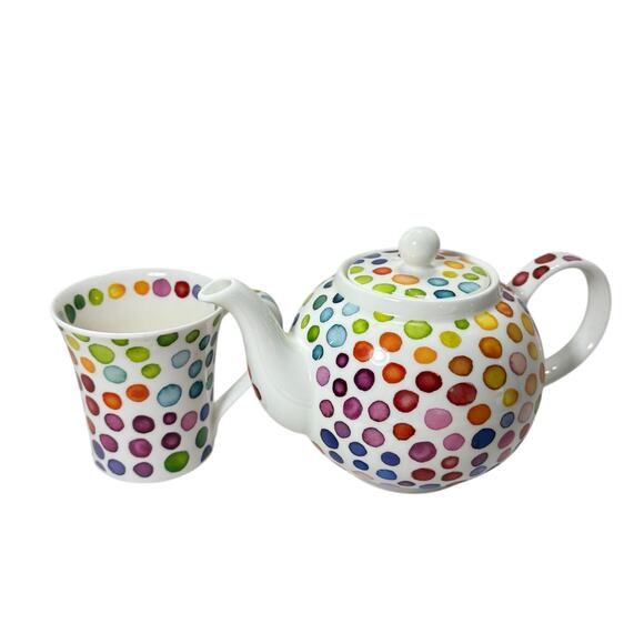 Dunoon “Hot Spots” Teapot (5”) & Mug Set Caroline Bessey Fine Bone China England - Picture 6 of 9